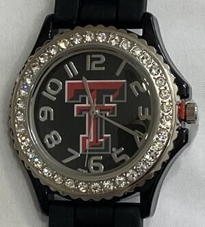 Texas Tech Red Raiders Ladies Crystals Watch, Black Band, NCAA